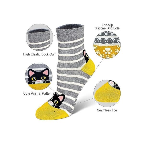 Cat Women's Slipper Socks  Black Cat Slipper Socks with Non-Slip Grip -  Cute But Crazy Socks